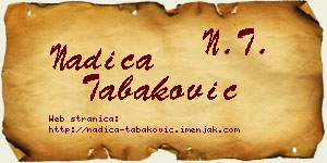 Nadica Tabaković vizit kartica